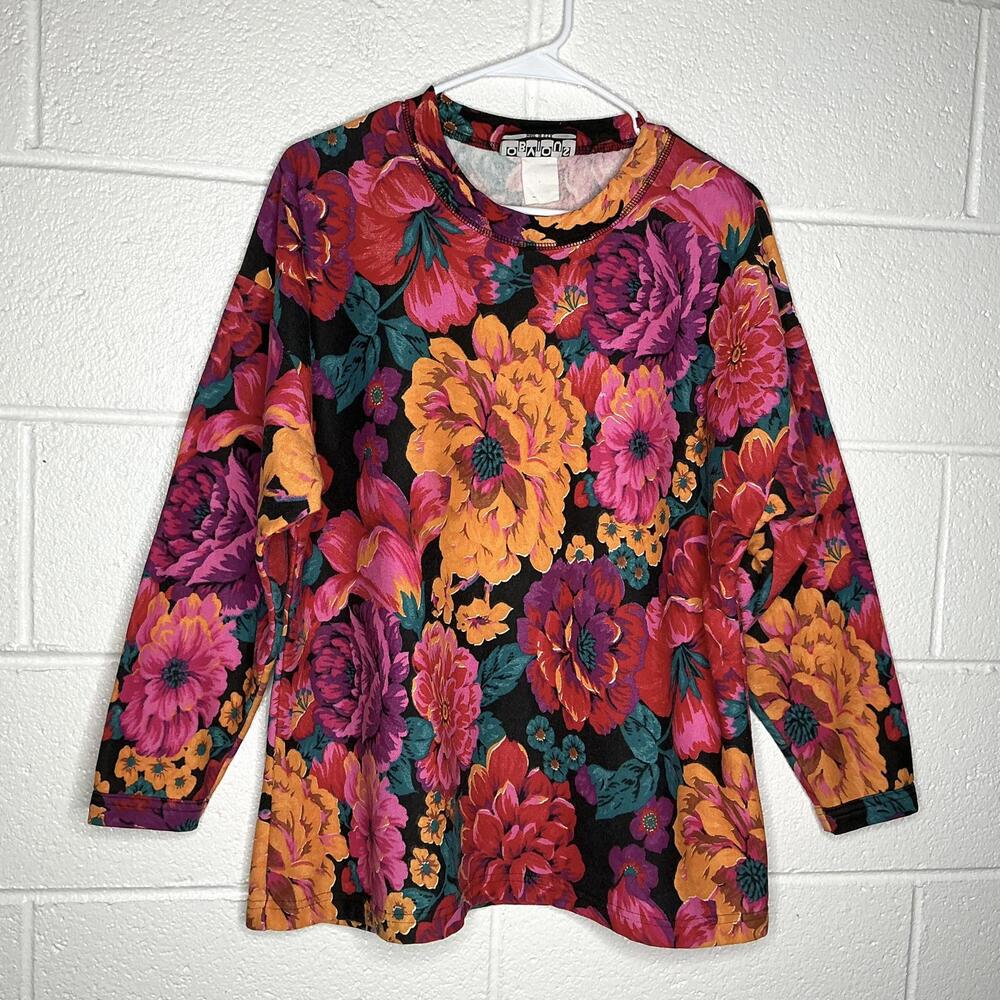 < Vintage “Obvious” 80’s Vibrant Floral Sweatshirt >